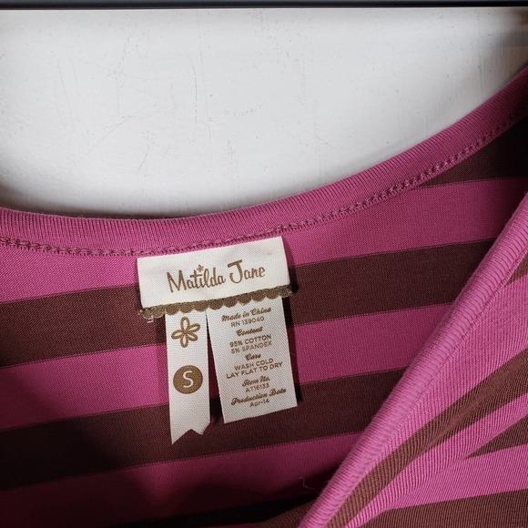 Matilda Jane Callie Stripe Long Sleeve Tee Women's S Purple Brown Long Sleeve - Picture 3 of 6